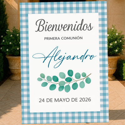 CARTEL DE BIENVENIDA PARA COMUNIÓN MOD1 VARIOS TAMAÑOS
